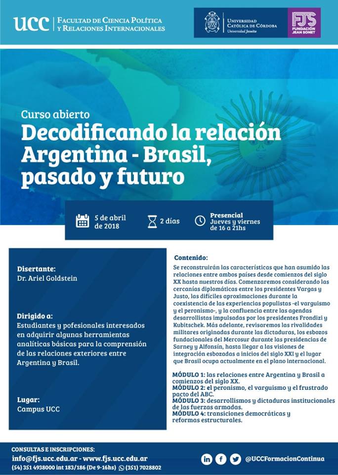 Curso abierto de Ariel Goldstein: «Decodificando la relación Argentina-Brasil»